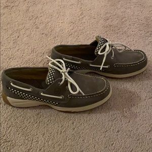 Grey Sperry boat shoes